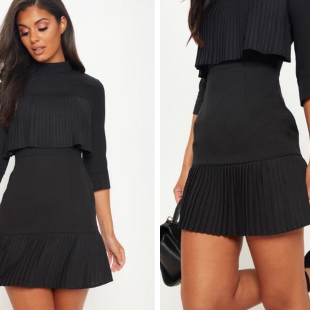 PLT | Pleated Detail Frill Hem Bodycon Dress
